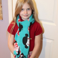 No-Sew Fleece Scarf - Finished scarf being worn.