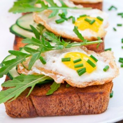 Cucumber Egg and Arugula Appetizers