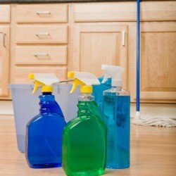 cleaning products on a floor