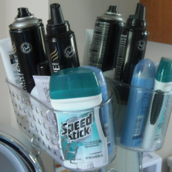 shower caddy on mirror