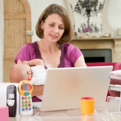 Woman Multi-Tasking at Home