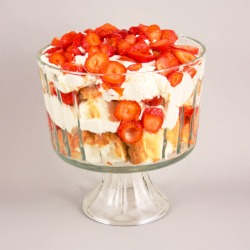 cake, strawberry, and cream trifle