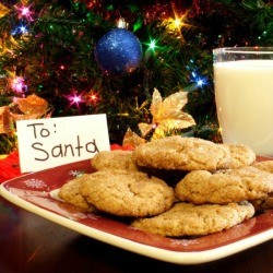 A plate of cookies and milk for Santa