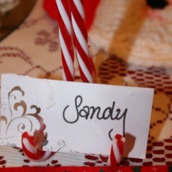 A candy cane place card 