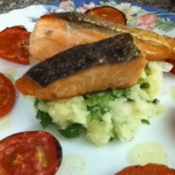 Salmon Filet with Crab and Potato Salad