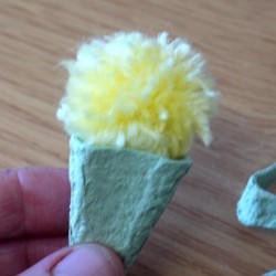 egg carton and pom pom ice cream cone 