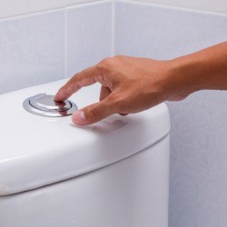flushing a toilet
