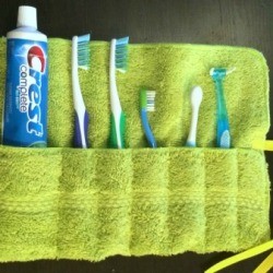 Washcloth Travel Toothbrush Holder