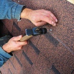 Close up of a roof being installed