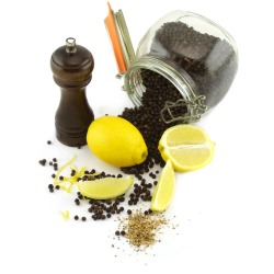 Ingredients for lemon pepper seasoning.