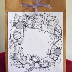 coloring page attached to gift bag