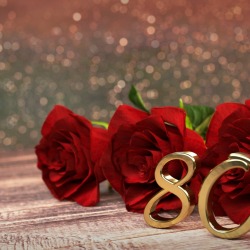 Roses and a golden 80 to celebrate a milestone birthday.