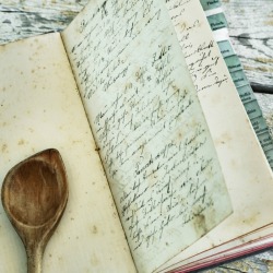 A handwritten recipe in a bound cookbook.
