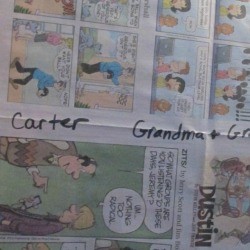 A present wrapped in comics from the paper.