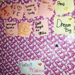 duct tape used to make a message board for sticky notes