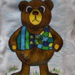 Baby Bear Adult Coloring Tee Shirt - example of colored tee