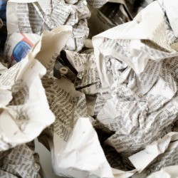 A bunch of crumpled up newspaper.