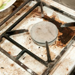 Greasy gas stove.