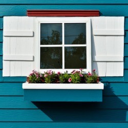 Wood window flower box.