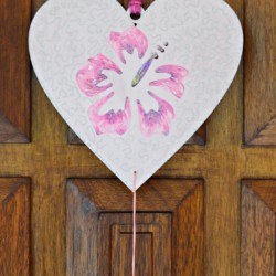 Hibiscus Love Mural Decoration - finished heart hanging 