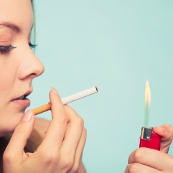 A girl smoking a cigarette.
