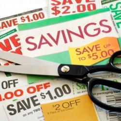 Coupon and scissors. 