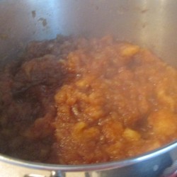 Homemade Chunky Applesauce in pan