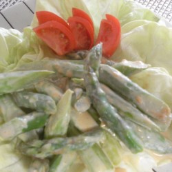 asparagus salad with peanut dressing on plate