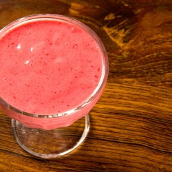 A dish of jello mixed with yogurt.