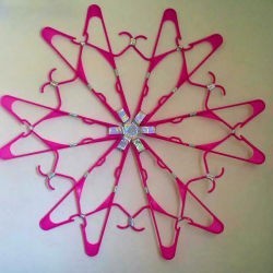 Clothes Hangers Wall Decoration - bright pink plastic hanger wall decoration