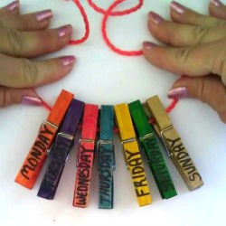 Weekday Clothespins - hang on a string or cord