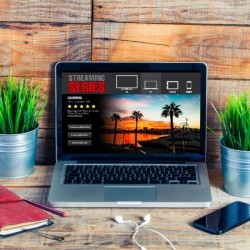 Online television streaming service on a laptop computer.