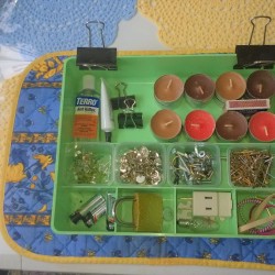 A silverware divider being used for clutter control.