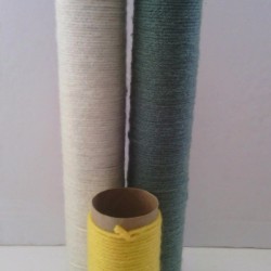 Paper Towel Rolls as Yarn Organizer - yarn wrapped around paper tubes