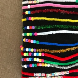 Kids Abacus for Learning - front with colored beads and number beads on pipe cleaners