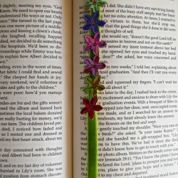 Quick Bookmark for Book Club Members - colorful flower bookmark in a book
