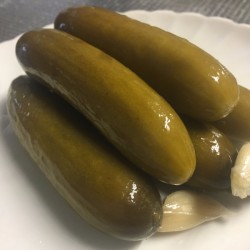 Homemade Dill Pickles on plate