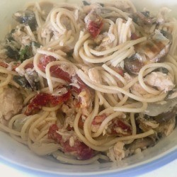 Simple Salmon Sun-dried Tomato Pasta in bowl