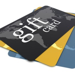 A stack of gift cards.