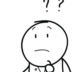 An illustration of a man thinking with question marks above his head.