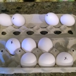 Storing eggs to keep the egg carton balanced.
