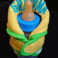 Baby Bib Robe - bib wrapped bottle