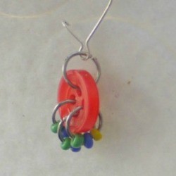 Button and Seed Bead Earrings or Pendant - pendant on fine silver chain