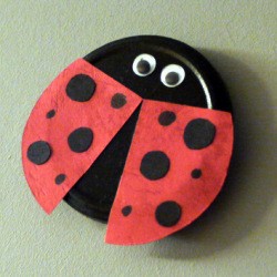 Recycled Metal Lid Ladybird (Ladybug) Wall Decoration - finished ladybug wall decoration