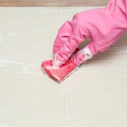 Cleaning Leather Ottoman with light soap and water