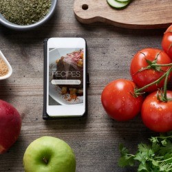 Phone on Counter with Recipes