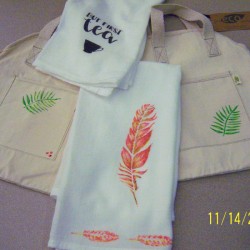 Stenciled Tea Towels or Bags - finished towels