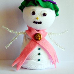 Lace Frill Sock Snowman - cute little girl's sock snowman