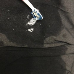 Removing Gum from Fabric - vinegar dampened gum and brush