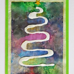 Oh Christmas Tree Card - use dry brush and gold dusting powder to add shimmer, glue a gold star to top of the tree